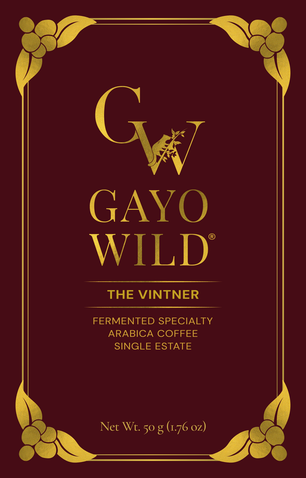 The Vintner by Gayo Wild — fermented specialty Arabica coffee, 50g pack front